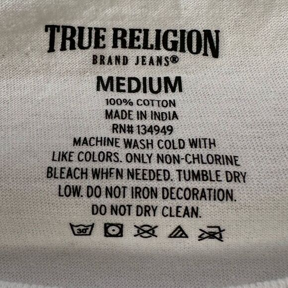 True Religion Medium Short Sleeve T-Shirt With Iconic Sleeve Logo - Picture 5 of 6
